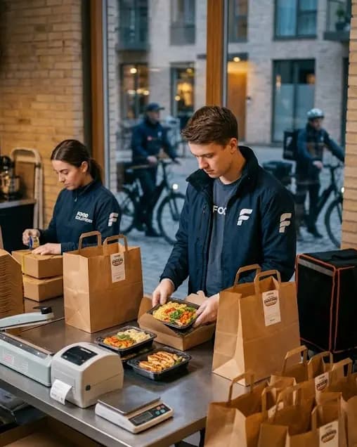 Food delivery courier with branded packaging in Dubai — delivery business marketing